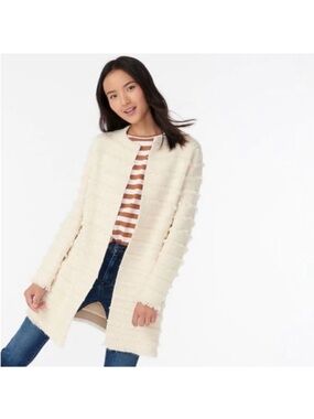 J. Crew Juliette Collarless Sweater-Blazer with Fringe Stripe